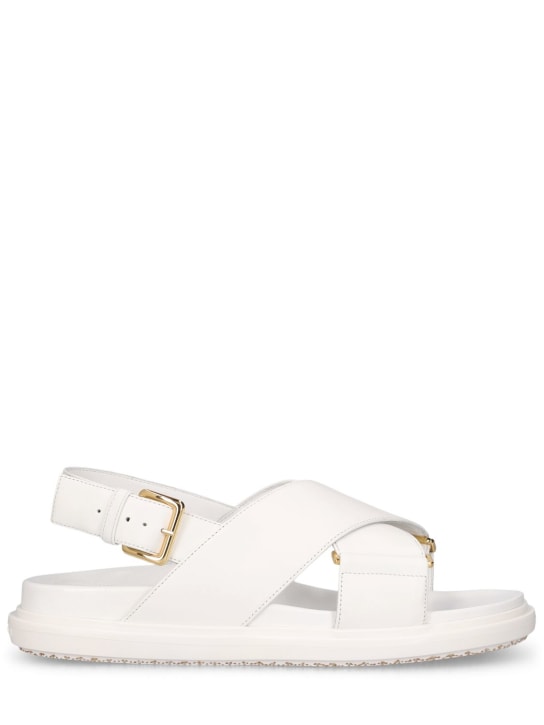 Marni: 10mm Fussbett leather sandals - Beyaz - women_0 | Luisa Via Roma
