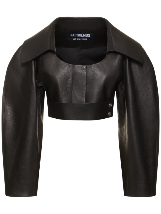 Jacquemus: La Veste Obra leather crop jacket - women_0 | Luisa Via Roma