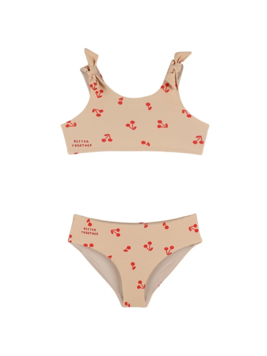 Liewood: Cherry print recycled nylon bikini - Pink - kids-girls_0 | Luisa Via Roma