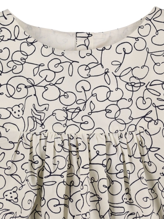 Bonpoint: Camisa de popelina de algodón estampada - Blanco/Negro - kids-girls_1 | Luisa Via Roma
