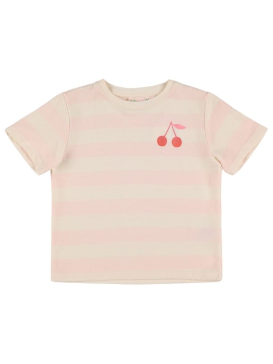 Bonpoint: T-shirt en jersey de coton brodé - Rose - kids-girls_0 | Luisa Via Roma