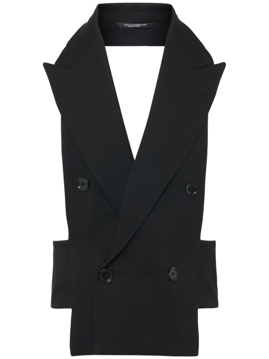Dolce&Gabbana: Wool double breasted vest - Black - men_0 | Luisa Via Roma