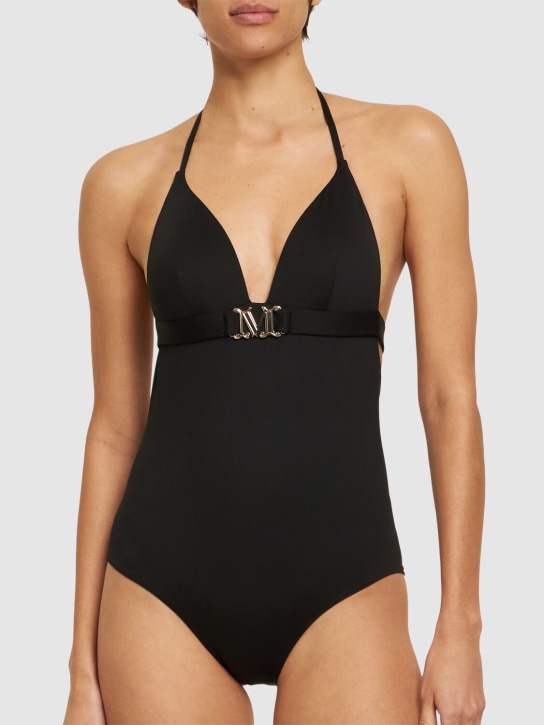 Max Mara: Cecilia jersey one piece swimsuit - Black - women_1 | Luisa Via Roma