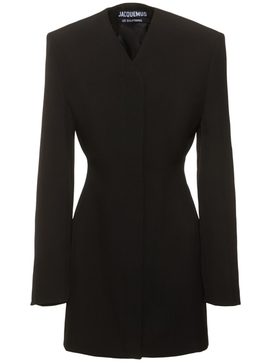 Jacquemus: La Robe Cubo crepe mini dress - Black - women_0 | Luisa Via Roma