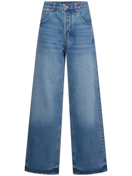 Jacquemus: Jeans anchos de talle alto - Azul - women_0 | Luisa Via Roma