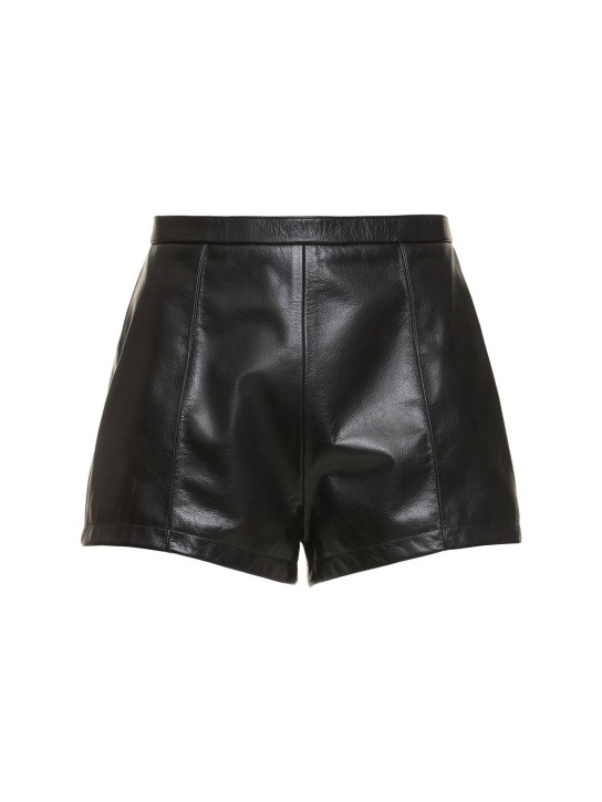 Bally: Leather mini shorts - Black - women_0 | Luisa Via Roma