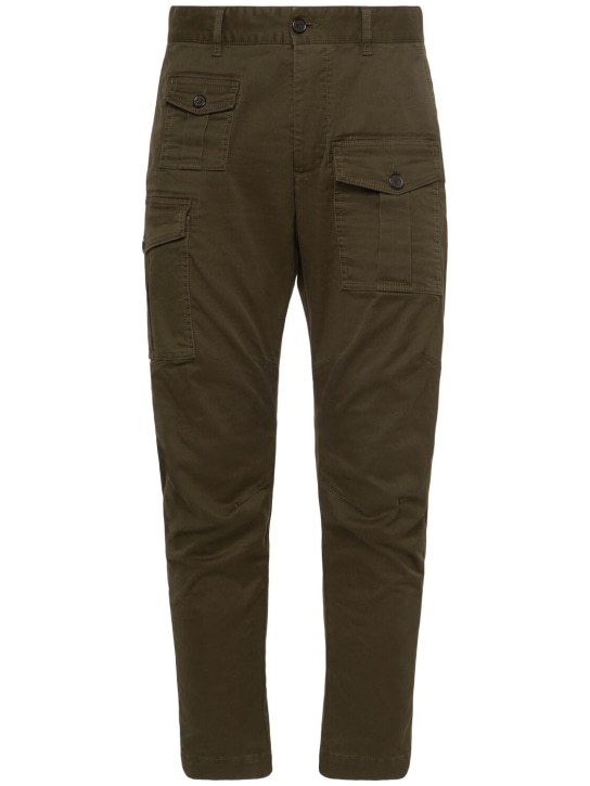 Dsquared2: Sexy stretch cotton cargo pants - Military Green - men_0 | Luisa Via Roma