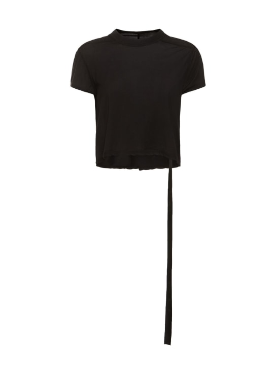 Rick Owens DRKSHDW: Short sleeve cropped jersey t-shirt - Siyah - women_0 | Luisa Via Roma