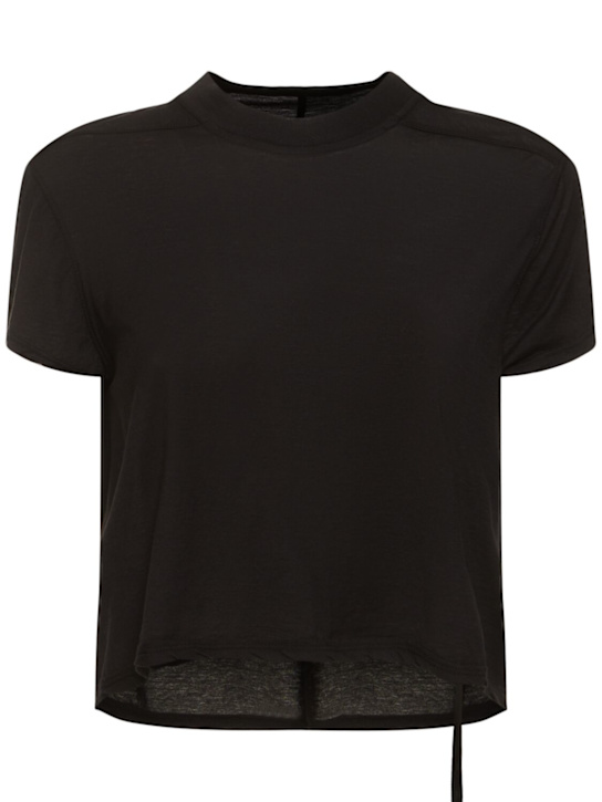 Rick Owens DRKSHDW: Short sleeve cropped jersey t-shirt - women_0 | Luisa Via Roma