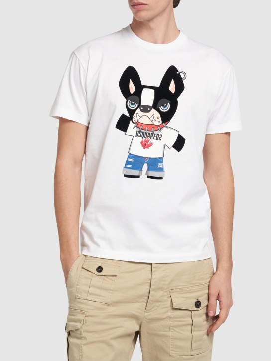 Dsquared2: Camiseta de algodón estampado - men_2 | Luisa Via Roma