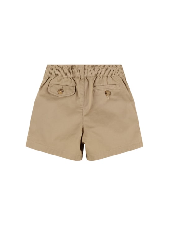 Polo Ralph Lauren: Shorts de mezcla de algodón con logo - Caqui - kids-boys_1 | Luisa Via Roma