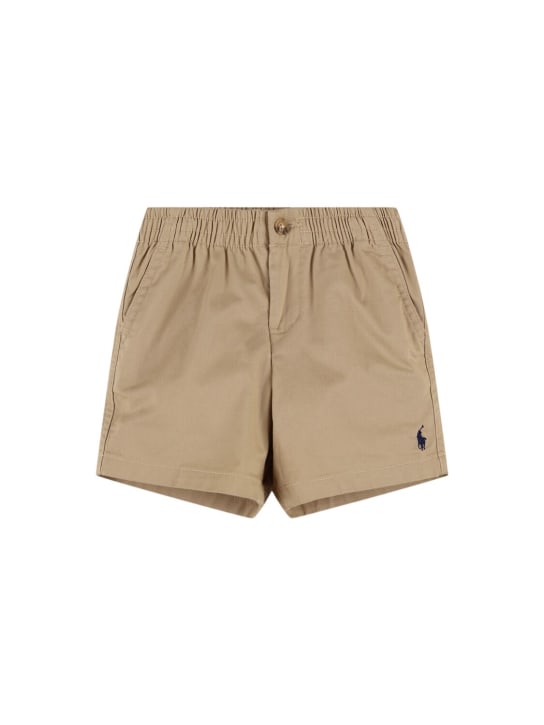 Polo Ralph Lauren: Logo cotton blend shorts - Khaki - kids-boys_0 | Luisa Via Roma