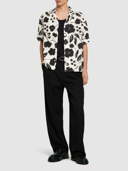 Jacquemus: La Chemise Jean linen shirt - Black/White - men_1 | Luisa Via Roma