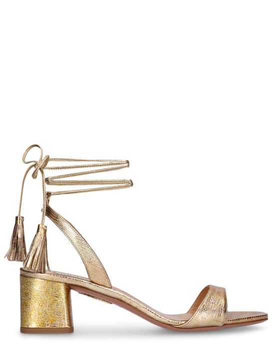 Aquazzura: 50mm Alu metallic leather sandals - Gold - women_0 | Luisa Via Roma
