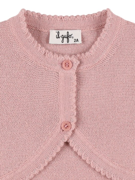 Il Gufo: 金银丝细节棉质针织开衫 - 粉色 - kids-girls_1 | Luisa Via Roma