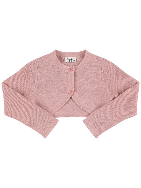 Il Gufo: 金银丝细节棉质针织开衫 - 粉色 - kids-girls_0 | Luisa Via Roma