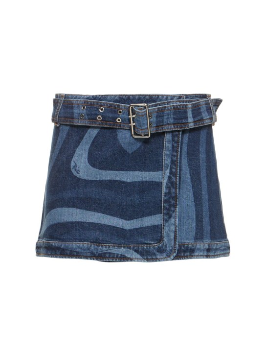 Pucci: Denim mini skirt w/belt - Blue/Multi - women_0 | Luisa Via Roma