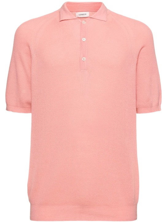 Laneus: 棉质针织短袖POLO衫 - 粉色 - men_0 | Luisa Via Roma