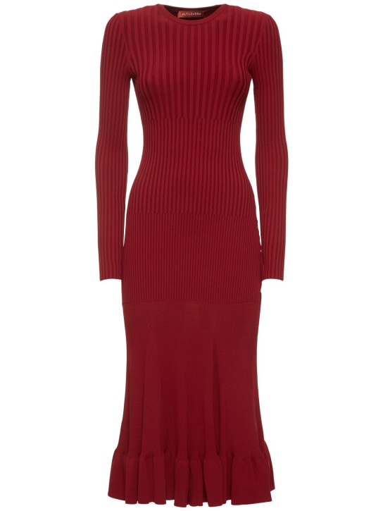 ALTUZARRA: Seyrig long sleeve knit long dress - Red - women_0 | Luisa Via Roma