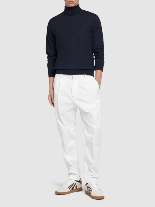 Dsquared2: Pantalones plisados de algodón - Blanco - men_1 | Luisa Via Roma