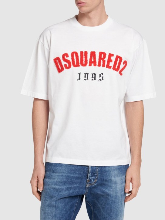 Dsquared2: Camiseta de algodón con logo - men_2 | Luisa Via Roma