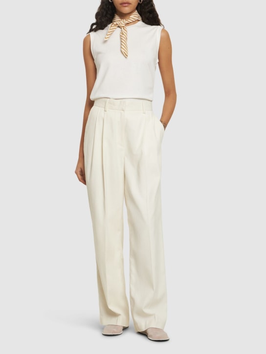 Toteme: Silk & cotton corduroy wide pants - White - women_1 | Luisa Via Roma