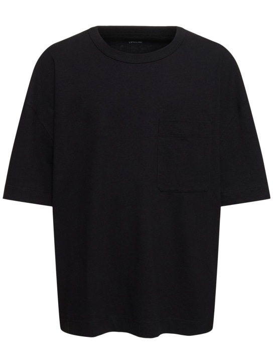 Lemaire: Boxy cotton & linen t-shirt - Siyah - men_0 | Luisa Via Roma
