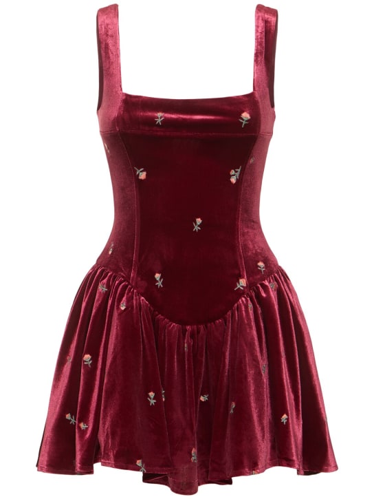 Weworewhat: Peplum corset mini dress - Red/Multi - women_0 | Luisa Via Roma