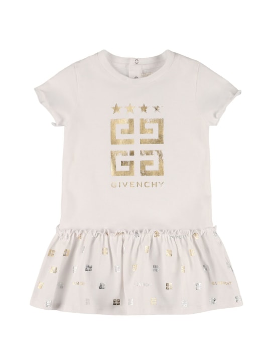 Givenchy: Cotton jersey dress - Beyaz - kids-girls_0 | Luisa Via Roma