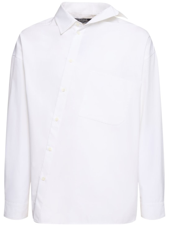 Jacquemus: La Chemise Cuadro cotton shirt - Beyaz - men_0 | Luisa Via Roma