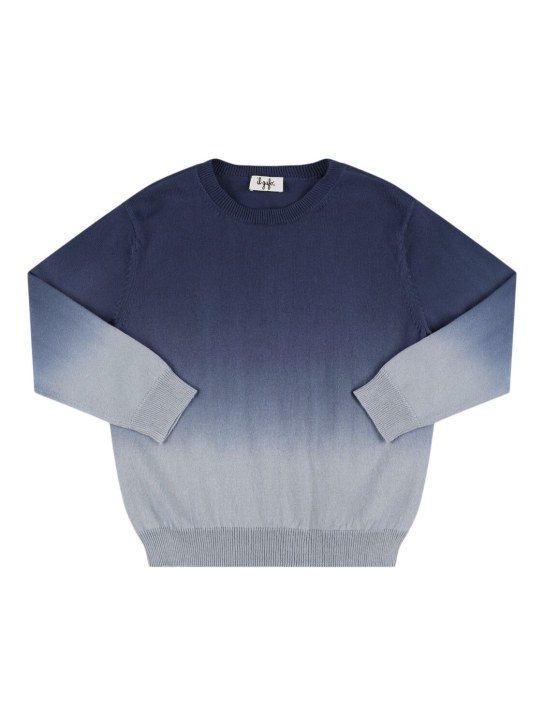 Il Gufo: Degradé cotton knit sweater - Lacivert - kids-boys_0 | Luisa Via Roma