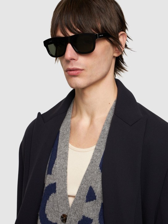 Gucci: GG1509S acetate oval frame sunglasses - Black/Grey - men_1 | Luisa Via Roma