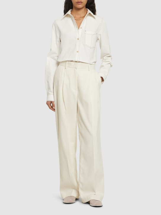 Toteme: Tumbled organic cotton shirt - Beyaz - women_1 | Luisa Via Roma