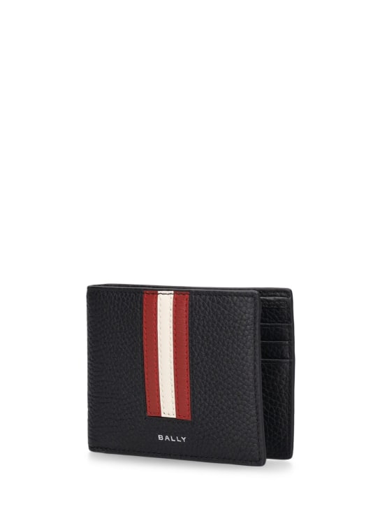 Bally: Ribbon 6cc leather bifold wallet - Siyah/Kırmızı - men_1 | Luisa Via Roma