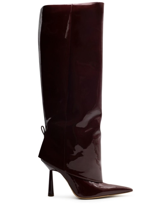 Gia Borghini: 100mm Ros31 faux leather tall boots - Bordeaux - women_0 | Luisa Via Roma