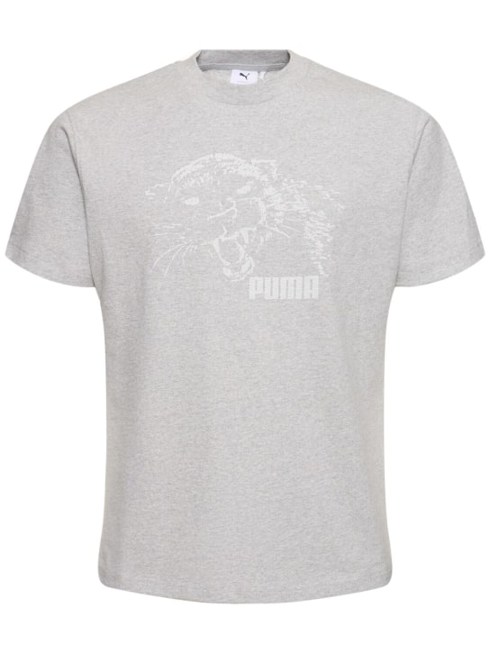 PUMA: T-Shirt aus Baumwolle mit Druck - Grau - men_0 | Luisa Via Roma