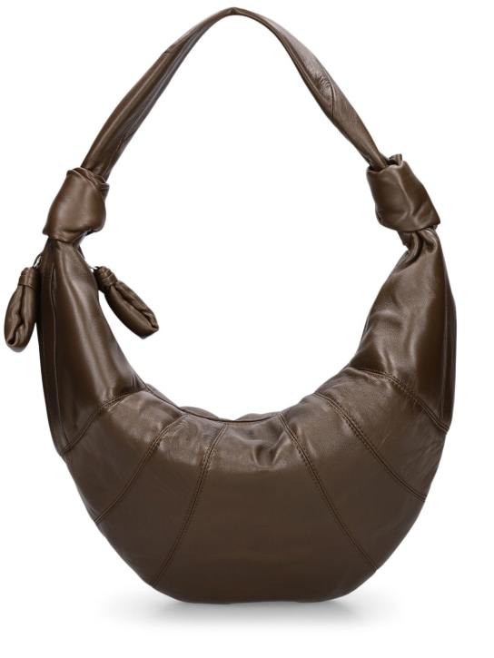 Lemaire: Fortune croissant leather shoulder bag - Dark Tobacco - women_0 | Luisa Via Roma