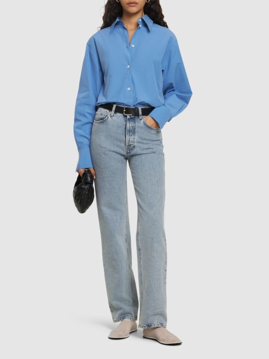 Toteme: Jeans rectos de algodón orgánico - Azul - women_1 | Luisa Via Roma
