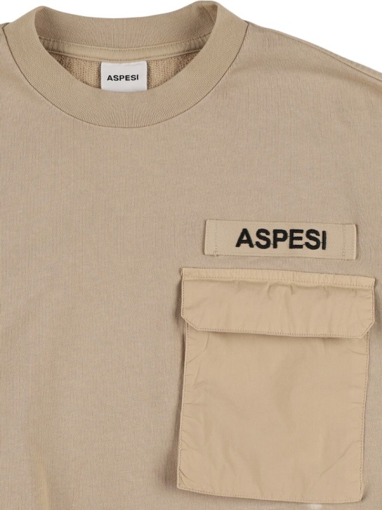 ASPESI: Sweatshirt aus Baumwolle mit Tasche - Hellbraun - kids-boys_1 | Luisa Via Roma
