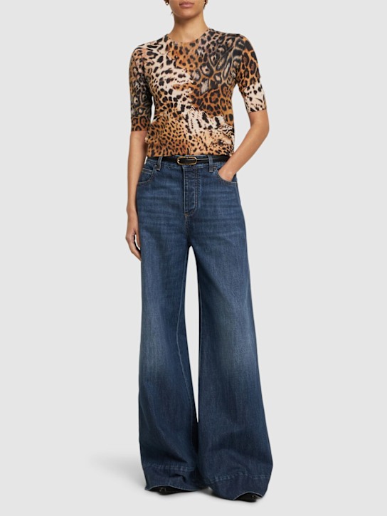 Roberto Cavalli: Printed wool & silk top - women_1 | Luisa Via Roma