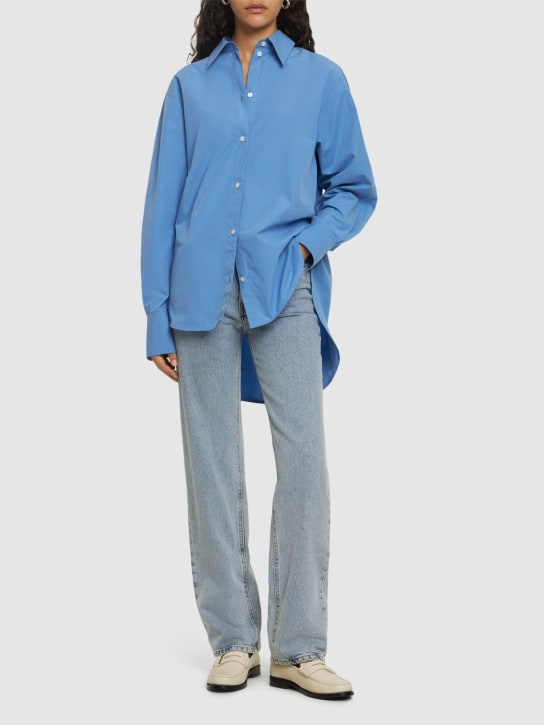 Toteme: 기모노 슬리브 코튼 포플린 셔츠 - 블루 - women_1 | Luisa Via Roma