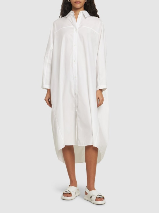 Marni: 코튼 포플린 긴팔 미디 셔츠 드레스 - 화이트 - women_1 | Luisa Via Roma