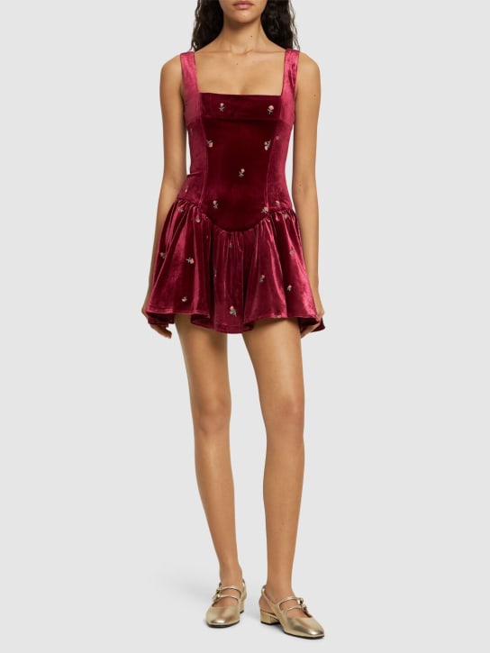 Weworewhat: Peplum corset mini dress - Red/Multi - women_1 | Luisa Via Roma