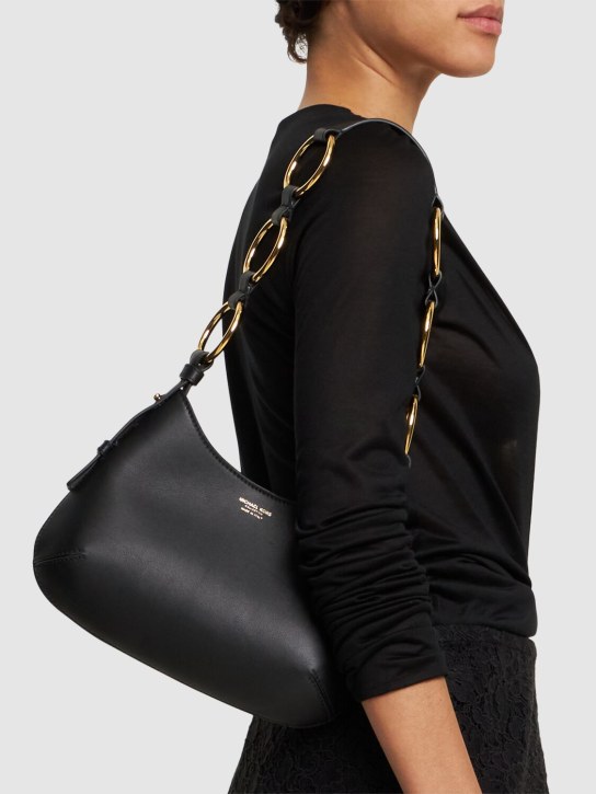 Michael Kors Collection: Mini Bardot Hobo leather bag - Siyah - women_1 | Luisa Via Roma
