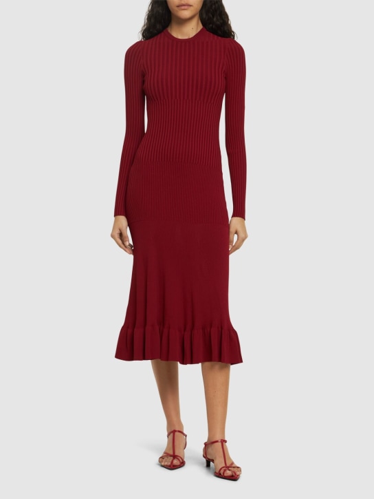 ALTUZARRA: Seyrig long sleeve knit long dress - Red - women_1 | Luisa Via Roma