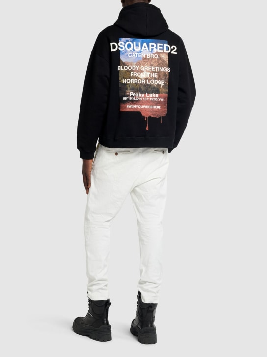 Dsquared2: Relax fit cotton logo hoodie - Siyah - men_1 | Luisa Via Roma