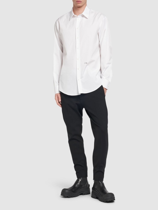 Dsquared2: Camisa de popelina de algodón - Blanco - men_1 | Luisa Via Roma