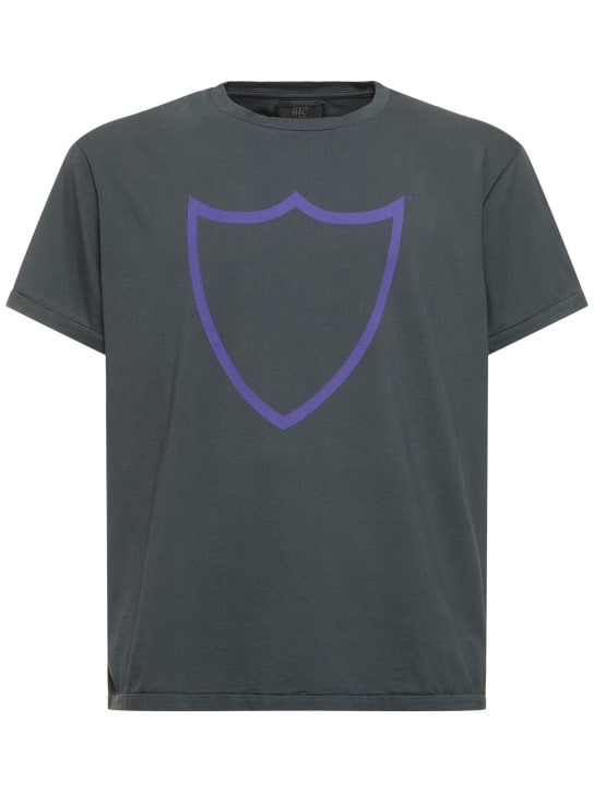 HTC Los Angeles: Logo print cotton jersey t-shirt - Gri - men_0 | Luisa Via Roma