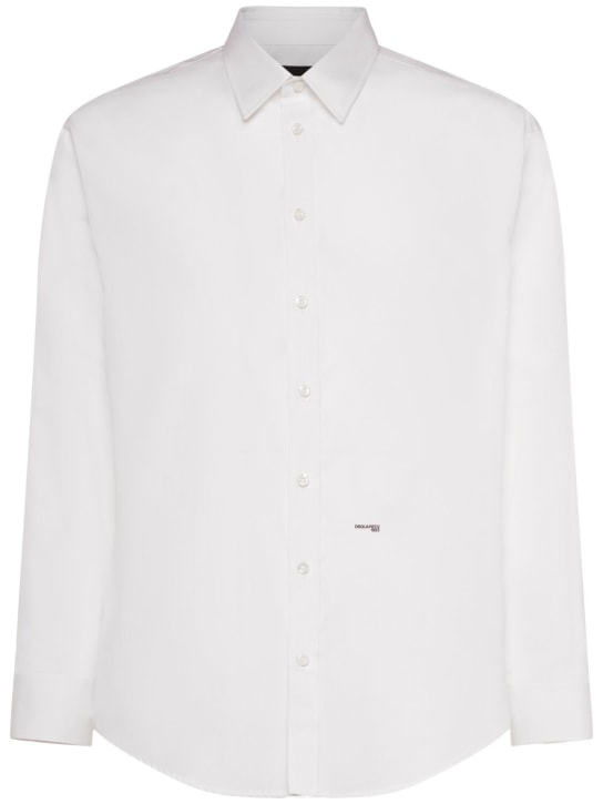 Dsquared2: Camicia in popeline di cotone con logo - Bianco - men_0 | Luisa Via Roma