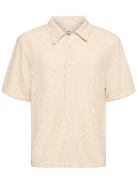Dunst: Unisex crochet short sleeve shirt - Cream - men_0 | Luisa Via Roma
